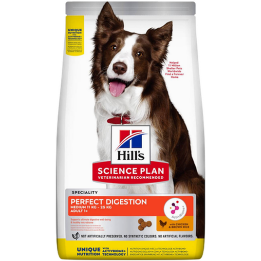 Hills Science Plan Tørrfôr for Hund Medium Perfect Digestion Kylling & Ris 12 kg