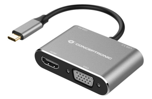 CONCEPTRONIC Adapter USB-C -> HDMI,VGA,USB3.0,100WPD 0.15 gr