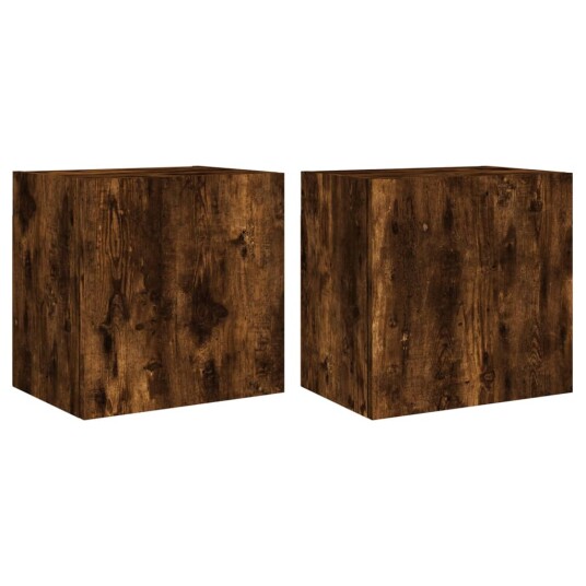  Vegghengte TV-benker 2 stk røkt eik 40,5x30x40cm konstruert tre 836905