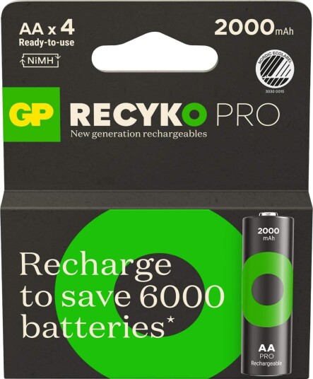 GP Recyko Pro NiMH-batteri AA HR6 2000mAh 4-pk