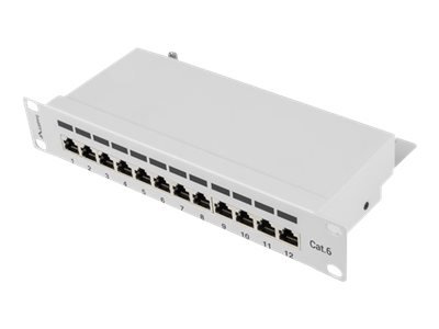 Lanberg Ppf6-9012-S Koblingspanel Rackmonterbar Cat 6 Stp Rj-45 X 12 Grå Ral 7035 1U 10"