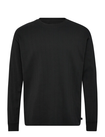 Jack & Jones Jprblakole Ls Drop Needle Tee Styd Aw24 - Black - XXL Jack & Jones Jprblakole Ls Drop Needle Tee Styd Aw24 - Black - XXL