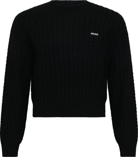 ROTATE Cable Crewneck Sweater Black M ROTATE Cable Crewneck Sweater Black M