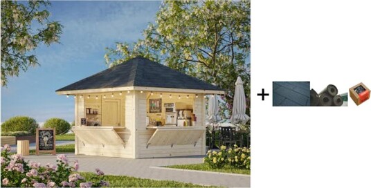 Kiosk Palmako Bianca 8,3 m2 Sett 105 med Shingel Papp og Spiker