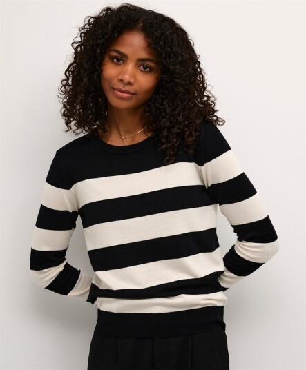Kaffe Clothing Kaffe Lizza Striped Knit Pullover Svart 2XL