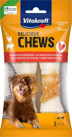 Vitakraft Delicious Chews Tyggebein M Med Kylling 2 Stk 70 G 