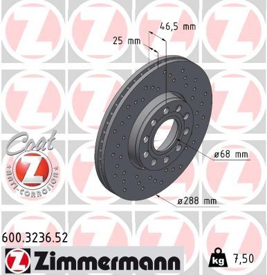 Bremseskive ZIMMERMANN 600.3236.52 Bremseskive ZIMMERMANN 600.3236.52