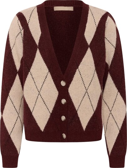 Culture Cuargyle Cardigan   BURGUNDY ARGYLE   XXL