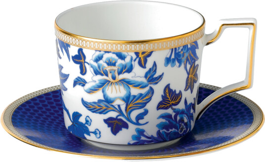 Wedgwood Hibiscus tekopp med skål floral Wedgwood Hibiscus tekopp med skål floral