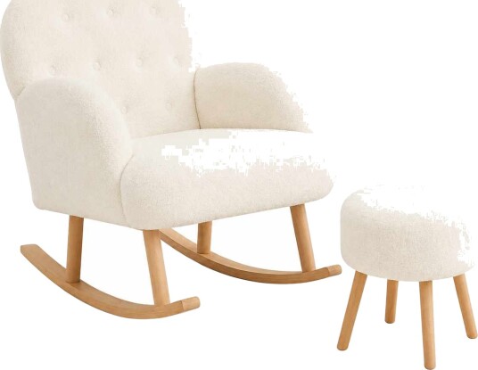 Ørelappstol og puffesett 2 deler Atelier Del Sofa Dugmeli 80 x 85 x 65 cm Hvit