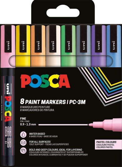 Posca Posca PC-3M Pastel Set of 8 Posca Posca PC-3M Pastel Set of 8