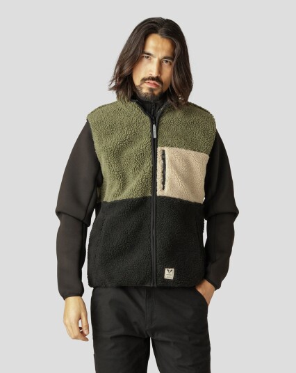 Fat Moose Hugh Block Fleece Vest Svart, Oliven Fat Moose Hugh Block Fleece Vest Svart, Oliven