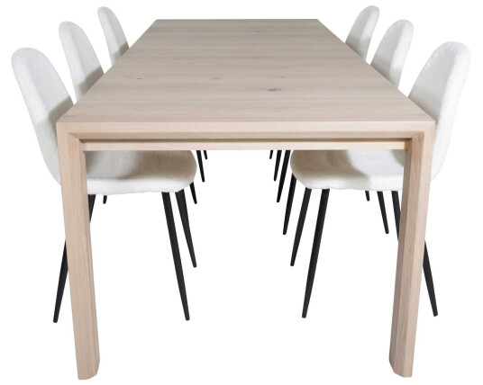 Venture Design Slider & Polar spisegruppe Natur/hvit 6 st stoler & bord 170 x 95 cm