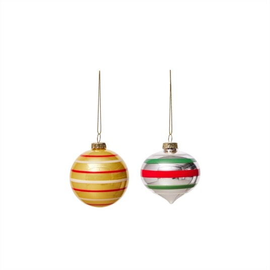 Oyoy Living Vintage Christmas Glass Ball Pack of 2 No 3