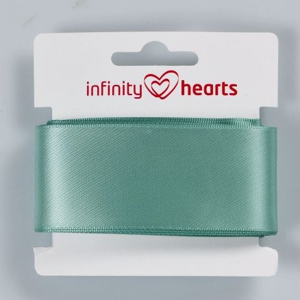 Infinity Hearts Satengbånd Dobbeltsidet 38mm 577 Støvet Grønn 5m