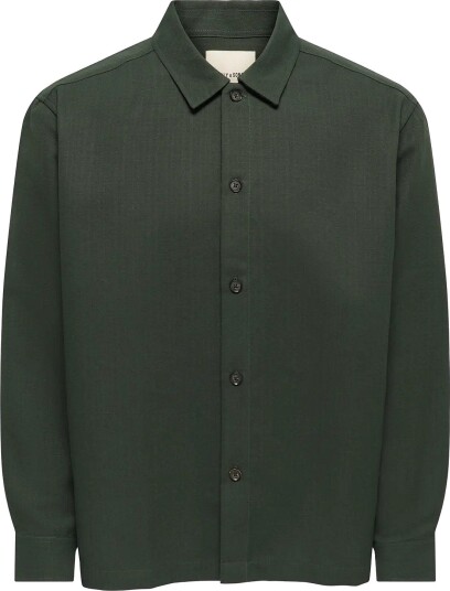 ONLY & SONS Onshansi Ario Ls Shirt Rlx FOREST NIGHT XS