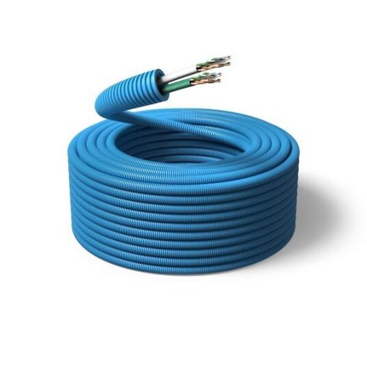 PM FLEX Kat 6 Multimediakabel forhåndslagt, 100 m 2 x U/UTP6, ytre Ø 20 mm