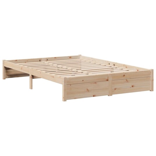 Seng med bokhylle uten madrass 140x200 cm heltre furu 8721158612069