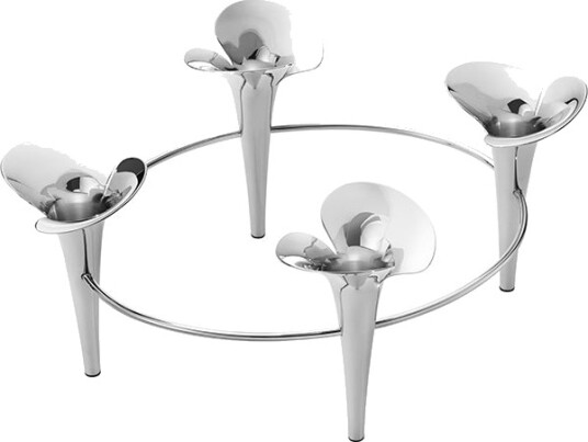 Georg Jensen Bloom Rustfritt Stål Lysestake Ø 28 cm med 4 Lys