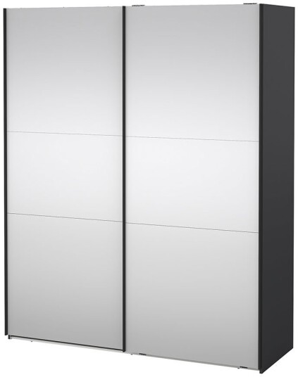 Como skyvedørsskap 2 dører med speil 180x220cm matt grå.