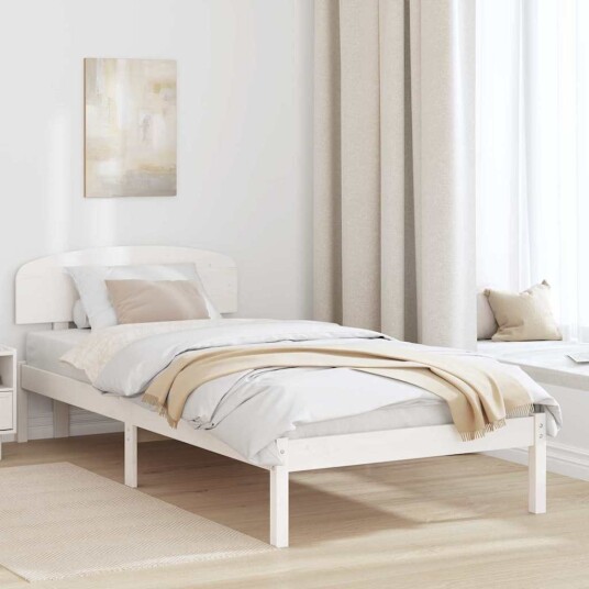  Sengestamme med hodegjerde Hvit 75 x 190 cm Massivt furutre