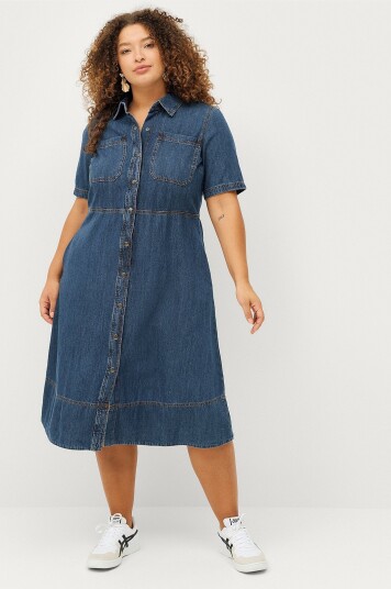 Zizzi Denimkjole jKianta S/S Midi Dress Blå Zizzi Denimkjole jKianta S/S Midi Dress Blå