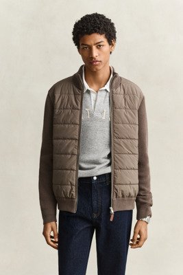 Gant Hybrid Zipped Cardigan Brown XXL Gant Hybrid Zipped Cardigan Brown XXL