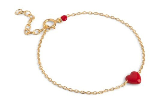 Enamel Copenhagen Amore Bracelet Red Forgylt Sølv Sterling 925 15 18 cm