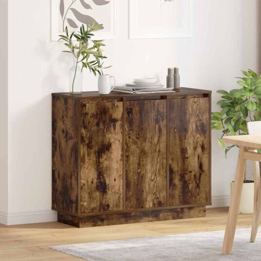 skap med LED røkt eik 90x32x75 cm konstruert tre skap med LED røkt eik 90x32x75 cm konstruert tre