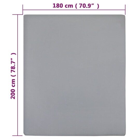 vidaXL Jerseylaken 2 stk grå 180x200 cm bomull