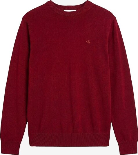 Calvin Klein   Pullover LS 100% Merino Crew 14gg   Rød
