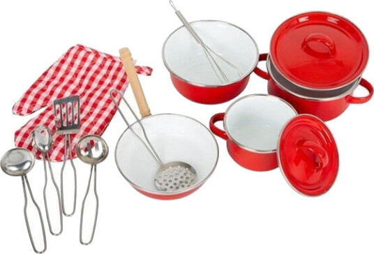 Small Foot - Pans and Cookware Set Red 11dlg. Small Foot - Pans and Cookware Set Red 11dlg.