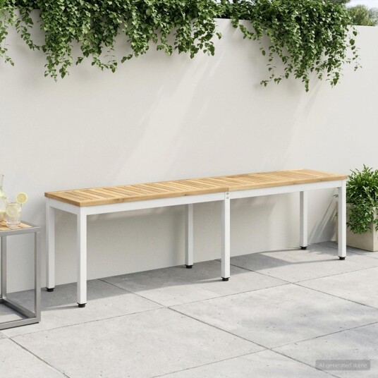 vidaXL Hagebenk 161 x 35 x 45 cm Solid akasietre Hvit Rektangulær