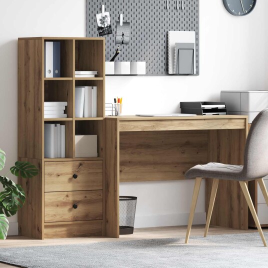  Skrivebord med lagring 2 pcs artisan eik 100 x 50 x 76 cm