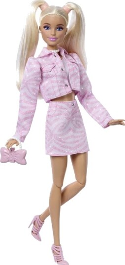 Barbie Deluxe Style Fashion Doll #9 In Matching Pink Denim Jacket & Skirt Set Blonde Pink One Size