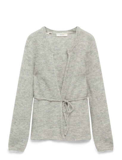 Selected Slfsia Ras Ls Knit Belt Cardigan - Grey - L