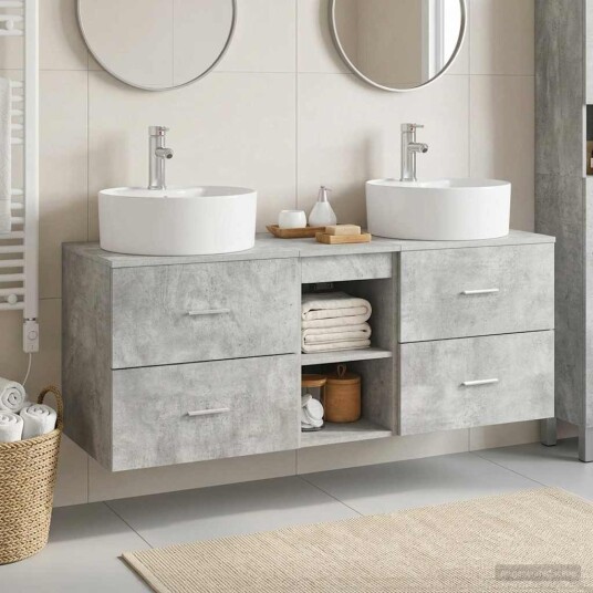 vidaXL Baderomsskapsett 3 stk. Betonggrå 49,5 x 44,5 x 65 cm vidaXL Baderomsskapsett 3 stk. Betonggrå 49,5 x 44,5 x 65 cm