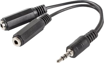 Lanberg Hodetelefonsplitter 4 Polsminijakk Hann Til Mini Phone Stereo 3.5 Mm Hunn 10 Cm Svart