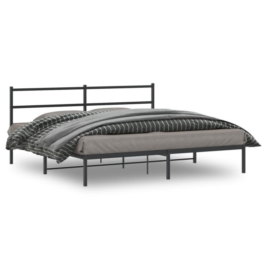 vidaXL Sengeramme i metall med sengegavl svart 193x203 cm 8721012302686