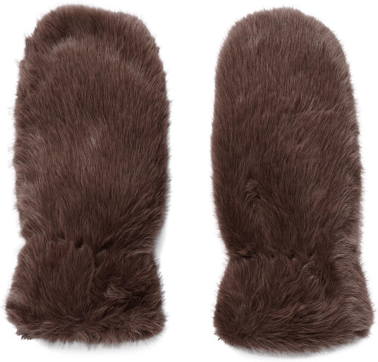 Kaffe Kahazel Faux Fur Mittens   Brown   ONE SIZE