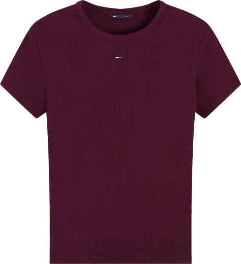 Tommy Jeans Tjw Slim Essential Rib Ss Ext CALYPSO BERRY XS