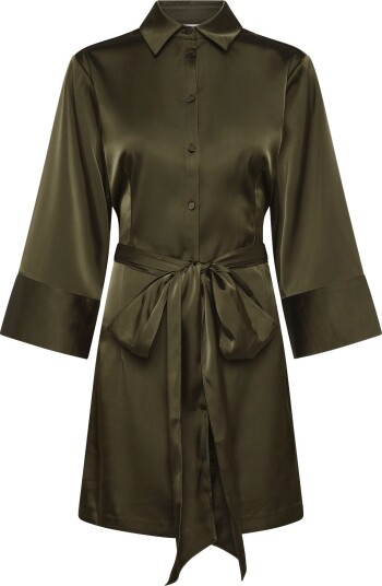 Dante6 Dante6 Noanne Bold Satin Shirt Wrap Dress Khaki green 36