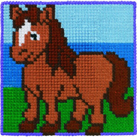 Permin Broderisett Halmhest for barn 25x25 cm