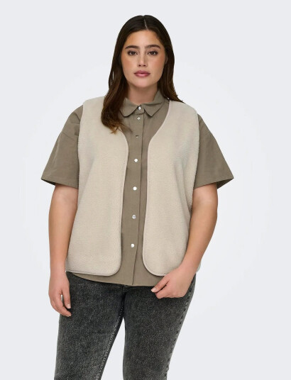 ONLY Carmakoma Carbelisa Teddy Waistcoat Jrs Cream 50-52