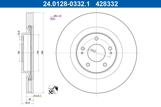 Bremseskive ATE 24.0128-0332.1