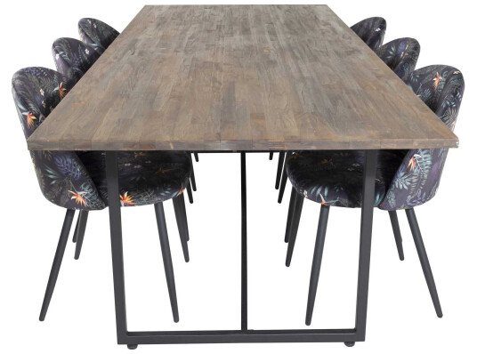 Venture Design Padang & Velvet spisegruppe Natur/flerfarget 6 st stoler & bord 250 x 100 cm
