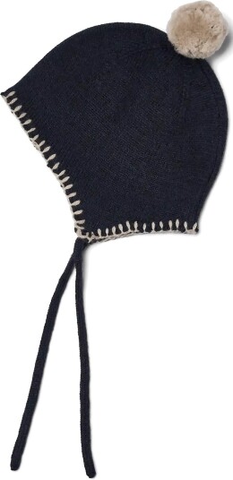 Wheat Knit Bonnet Pomma NAVY 9 24M