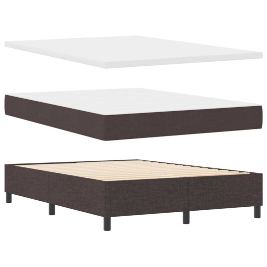  Box Spring Seng med Madrass Mørk Brun 160x200 cm Stoff