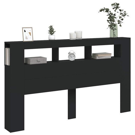 Sengegavl med LED svart 180x18,5x103,5 cm konstruert tre 8721012259430