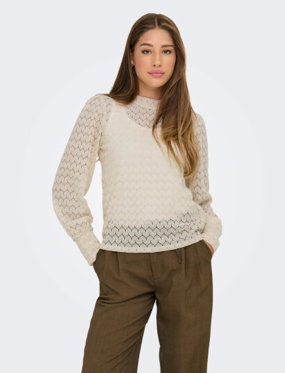 JDY Jdyavery L/S Lace Top Jrs Noos - Cream - XL